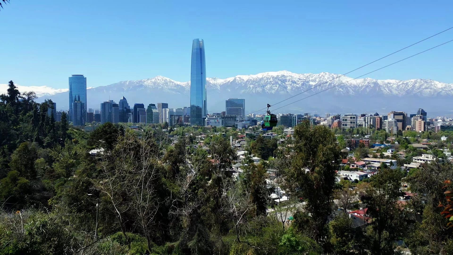 Santiago skyline with the Andes mountains